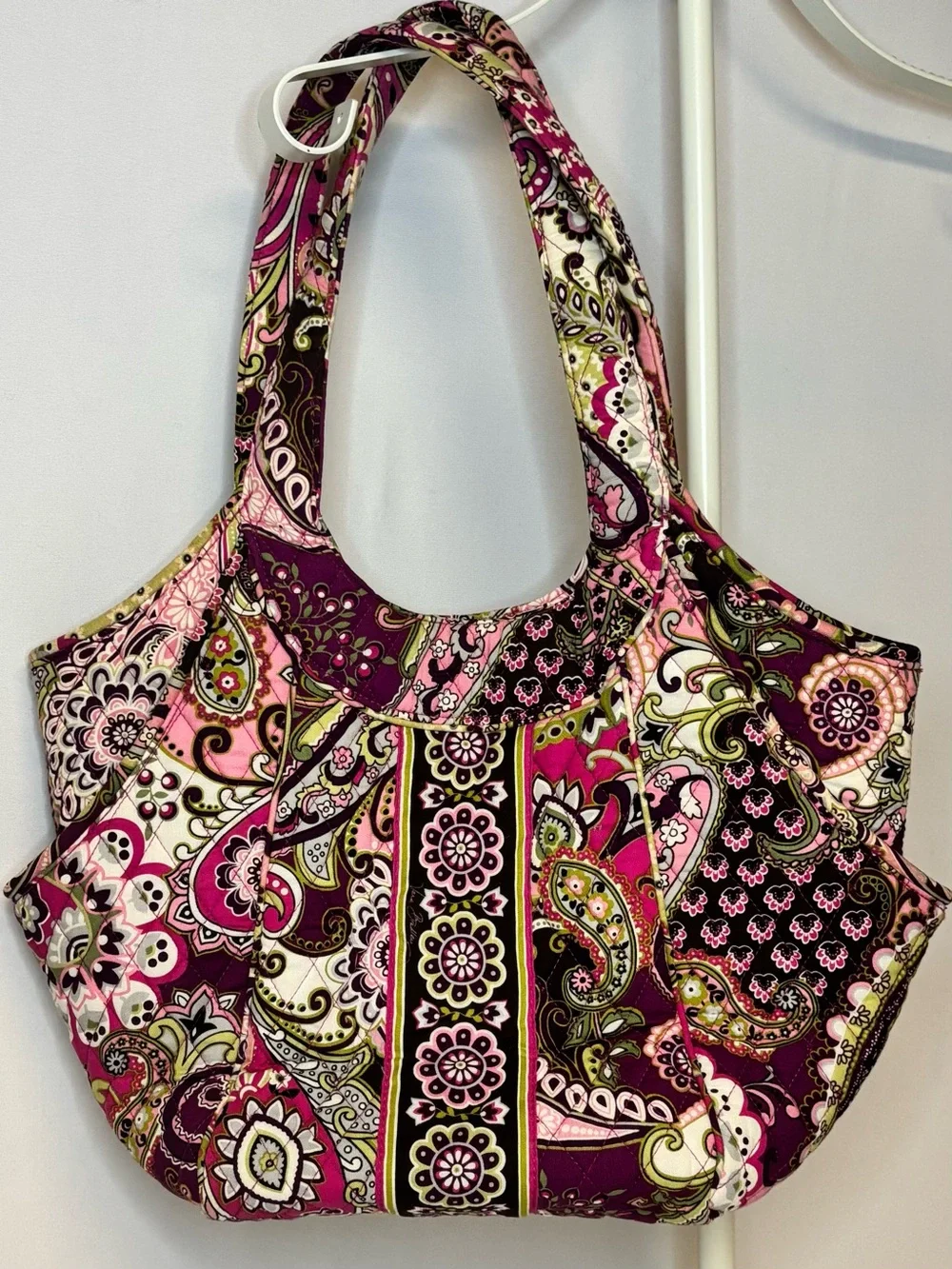 Vera Bradley Very Berry Paisley Side By Side Tote Bag Quilted Floral Purse Boho